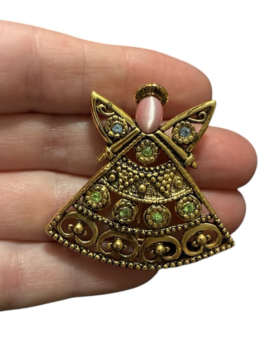 Gold-Tone Christmas Angel Brooch